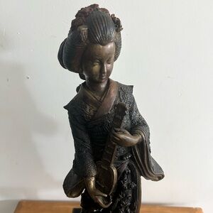 Vintage GEISHA Figurine large bronze brass statue